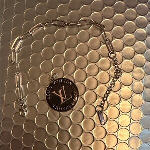 Louis Vuitton Silver Logo Charm Bracelet- Silver